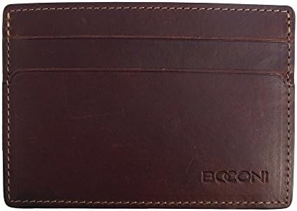 Boconi Bryant RFID Weekender ID Card Case (Antiqued Mahogany with Houndstooth)
