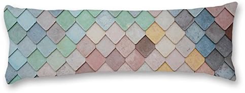 Oettinger Light Colorful Tiles Pink Teal 20"x54" Pregnancy Long Body Pillow Cover Cotton Polyester Blend Double Print Protector Case