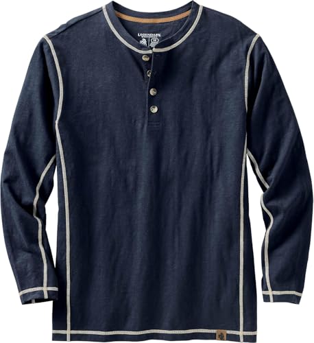 Legendary Whitetails Mens Henley Long Sleeve Casual Fit Shirt, Navy, Medium
