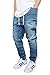Victorious URBANJ Men's Indigo Drop Crotch Denim Jogger Pants