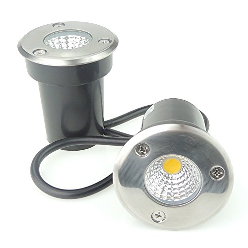 QUANS 2-Pack 3W Warm White 12V 24V DC AC Low Voltage in Ground Well Outdoor LED Light, in-Ground Landscape Lighting Spotlight for Deck, Step, Pathway, Driveway, Garden, Yard, Patio - Thumbnail 4