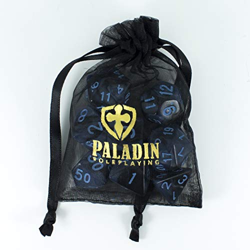 Paladin Roleplaying Gray and Blue Dice - Expanded DND Set with Extra D20 - 'Storm Lord'