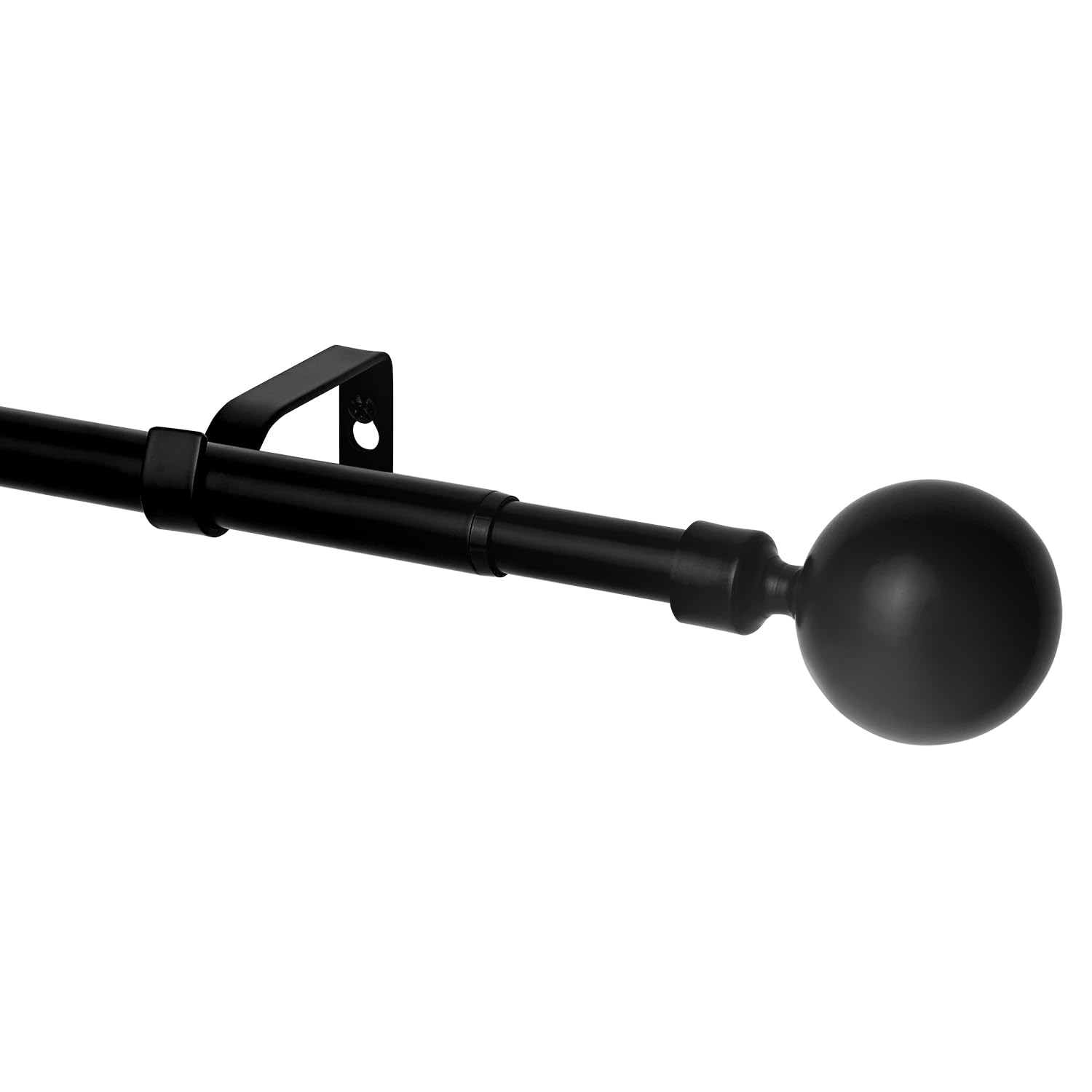 WL.Rocaille Black Curtain pole with ball Adjustable curtain track 30 to 122 Inch Extendable metal retractable 76cm to 310cm，for Living Kitchen,Room, Bedroom andbathroom