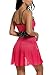 Avidlove Women V Neck Babydoll Strap Lingerie Lace Chemise Teddy Outfits (XXL, Rose Red)