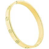 AMESON Gold Plated Cuff Bracelet Hinged Bangle for Women Oval Fits 6.5 Inch Wrists