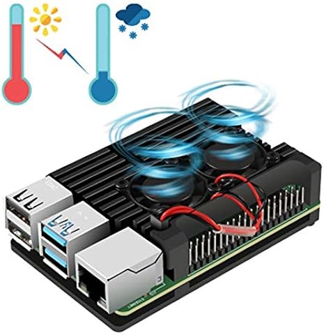 Kamenda para Raspberry Pi 4 Bo?Tier de aluminio con doble ventilador de carcasa de metal para Raspberry Pi 4, modelo B