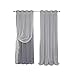 Best Home Fashion uMIXm Mix and Match Tulle Sheer Lace and Blackout 4 Piece Curtain Set – Antique Bronze Grommet Top – Grey - 52