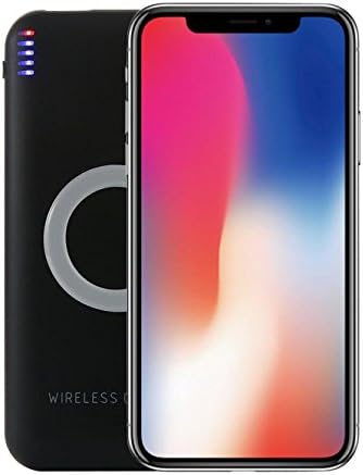Savorware 8000mAh Qi Wireless Charger Power Bank,2 USB 5V 2.4A Portable Power Bank Battery External with Qi Wireless Charging For iPhone X 10 8 8 Plus Samsung Qi Enabled Devices