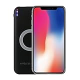 Savorware 8000mAh Qi Wireless Charger Power Bank,2 USB 5V 2.4A Portable Power Bank Battery External with Qi Wireless Charging For iPhone X 10 8 8 Plus Samsung Qi Enabled Devices