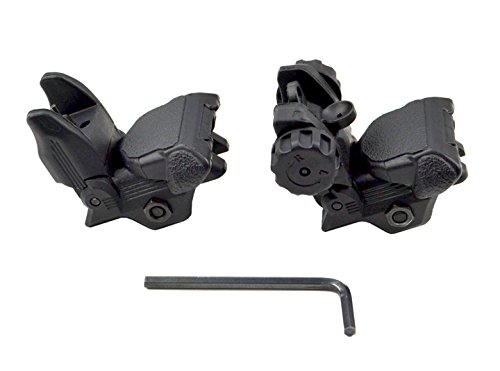 Sniper Tactical Folding BACKUP Iron Sight Tower Set; Front and Rear BUIS Combo Set; Polymer; Black - Thumbnail 4