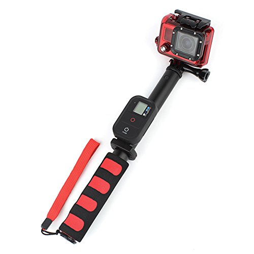 Telescopic Remote Wifi Selfie Handheld Monopod Self-portrait Photography Stick +Spanner Wrench+adapter for cellphone +Remote Wifi install tool for Gopro Hero 2 3 3+ 4 (Black)