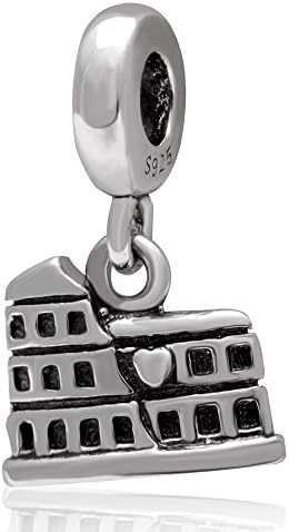 Antique Rome Coliseum Charm Authentic 925 Sterling Silver Travel Style Dangle Charms Fits Women Bracelet (Rome Coliseum)