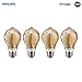 Philips LED Amber Glass A19 Dimmable Vintage Filament Light Bulb: 350-Lumen, 2000 Kelvin, 4.5-Watt (60-Watt Equivalent) E26 Base, Amber, 4-Pack