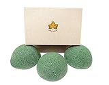 Green Tea Konjac Sponge 3pk Medium - 100% Natural - Antioxidant, Anti Aging - Ideal Gift For Beautiful Skin - New Leaf Products