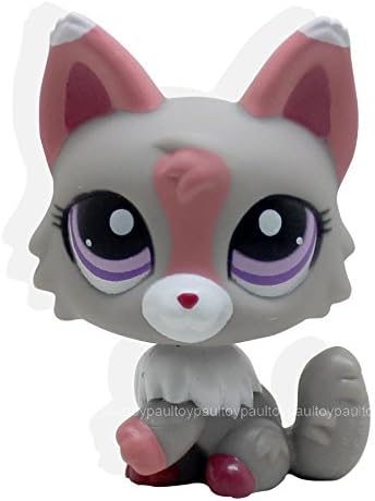J.F.S Gray Pink &amp; White Wolf Puppy Dog Fox Animal TOY FREE BOX