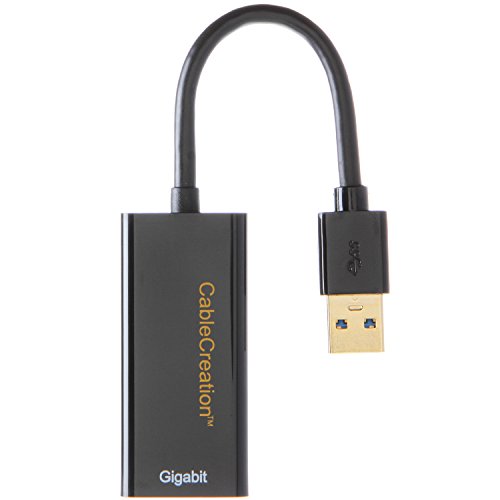 USB to Ethernet, USB Network Adapter, CableCreation USB to RJ45 Gigabit Ethernet Adapter, USB 3.0 to 10/100/1000 Gigabit Ethernet, No Driver Required, Black