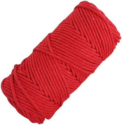 4 mm Twisted 100% Cotton Macrame Rope-in Many Colors！100 metres,Decor Craft DIY Cord, Macrame Cord, Macrame Yarn,Craft Cord. (Red)