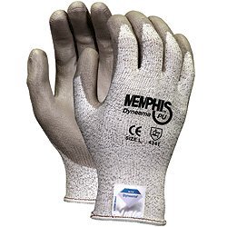 Memphis Glove 9672XL Dyneema 13-Gauge Polyurethane Salt and Pepper Shell Gloves with Palm and Finger Coating, Gray, X-Large, 1-Pair