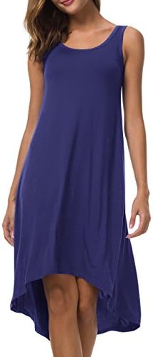 CUBEA Super Soft Summer Beach Casual High Low Hem Sleeveless Dress (XX-Large, Purple-1)
