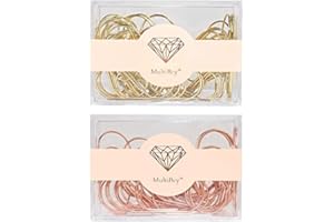 Gold Jumbo Paper Clips Bookmark Set, Multibey 2" Large Wide Paper Clip Paper File Clamp in Acrylic Holder Office Supplies, 2 Boxes 60PCS (Gold and Rose Gold)