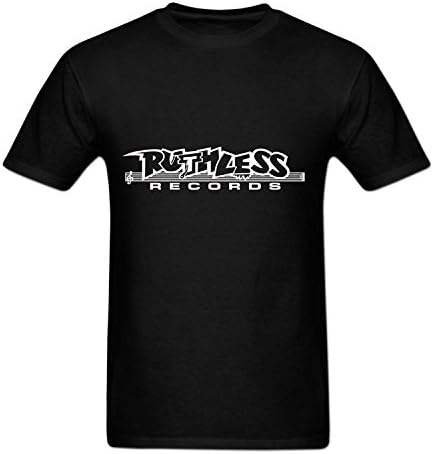 Santadra Men's Ruthless Records Crew Neck Short Sleeve T-shirts Black