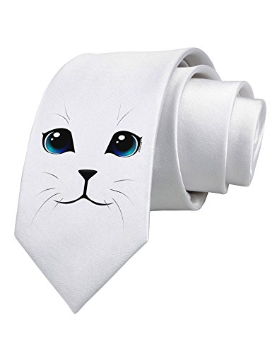 TooLoud Blue-Eyed Cute Cat Face Printed White Neck Tie