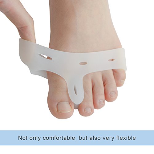 Sumifun 1 Pair Bunion Pad Hallux Valgus Relief Gel Soft Big Toe Separators, Bunion Splint Spacer Corrector Foot Care Tools (White)