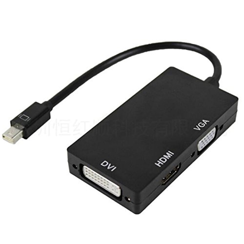 3 in 1 Thunderbolt Port Mini Display to HDMI DVI VGA Adapter Cable for Apple MacBook Air, iMac, Macbook Pro, Microsoft Surface Pro / Pro 2 / Pro 3