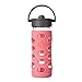 Lifefactory 12-Ounce BPA-Free Glass Water Bottle with Straw Cap and Protective Silicone Sleeve, Coral