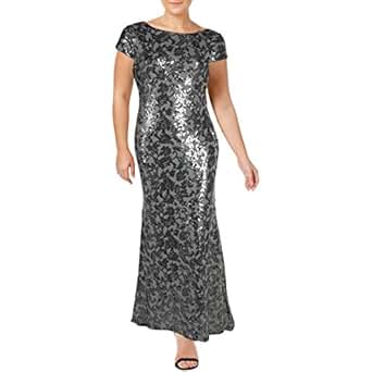 Calvin Klein Womens Draped-Back Sequined Evening Dress at