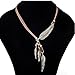 Usstore 1PC Women Pendant Fashion Bohemian Style Black Rope Chain Feather Pattern Necklace Partty Gift Alloy (Silver)