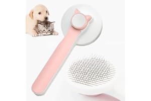 YHFAIFBU Cat Brush with Release Button Cute Pet Hair Massager,Cepillo Para Gatos,Cats Grooming Comb for Shedding or Furminator(PINK)