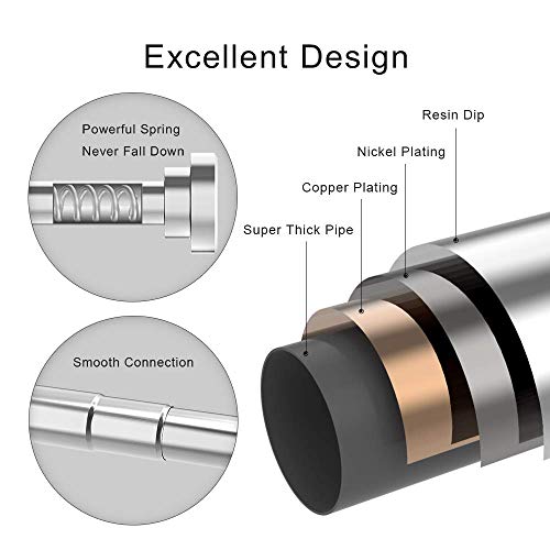 Allrier Tension Shower Curtain Rod - Never Rust Never Collapse Adjustable Spring Curtain Rod for Bathroom, Kitchen, Wardrobe, Closet, Doorway, No Drilling Stainless Steel Curtain Rod, 41-74" Chrome