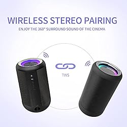 MAWODE X7 Portable Speaker, LED IPX5 Waterproof