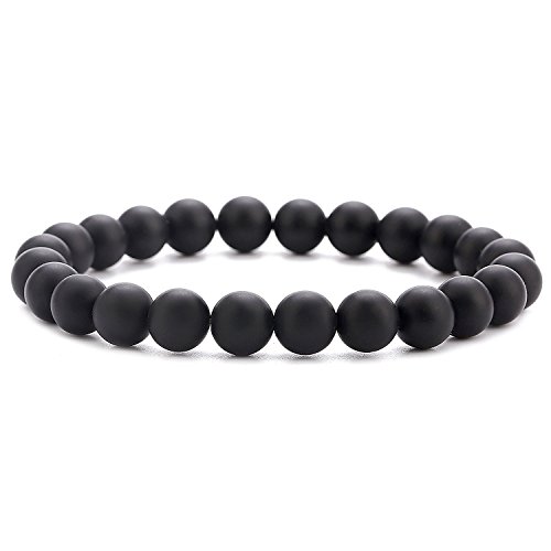 Stretch Bracelet J.Fee Healing Gemstone Natural Matte onyx Round Beads Bracelet Real Stones Beaded Bracelet Mala cool Bracelet Men s Religious Jewelry Birthday Gifts for women mom father Men boys