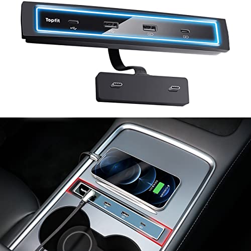 Topfit For Tesla 2021 2022 2023 USB LED Hub Compatible Docking Station 