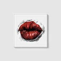 Framed Canvas Wall Art Sexy Lips Canvas Prints Home Artwork Decoration for Living Room,Bedroom - 16x16 inches