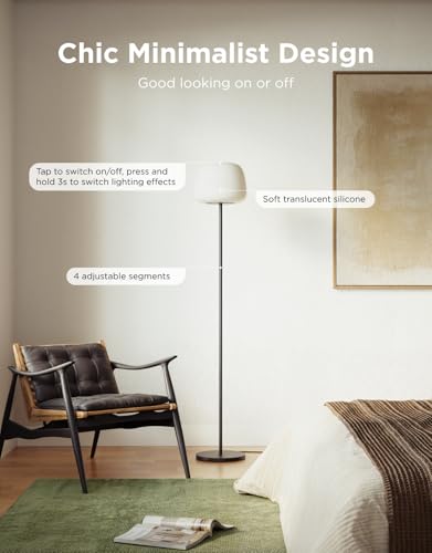 Govee Lantern Floor Lamp, Halo Gradient RGBIC Smart Corner Lamp with LuminBlend+, 1000K-10000K, Matter Compatible, 100+ Scene Modes, Music Sync, 1400lm, Modern Floor Lamps for Living Room, Black
