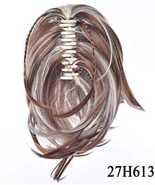 Women Hairpiece Synthetic Hair Blonde Black Brown Clip In Hair Extensions Curly Little Pony Tail,27H613,12inches