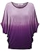 LL Womens Solid / Ombre Scoop Neck Half Sleeve Batwing Dolman Top - Made in USA