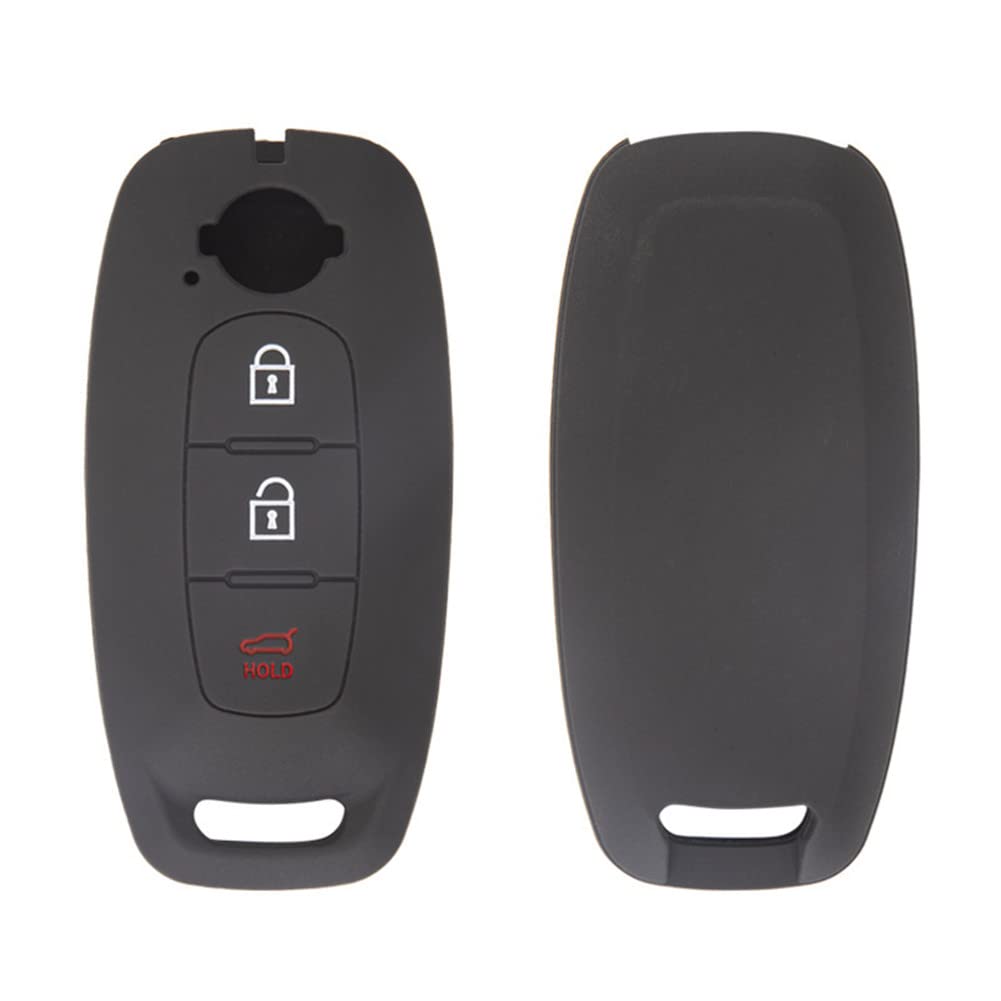 Happyit Silicone Car Key Cover Cases for Nissan Juke Teana 2023 3 Buttons Keyless Remote Control Accessories (Black)