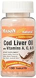 Mason Natural Cod Liver Oil, Chewable Tablets, Orange, 100 ea
