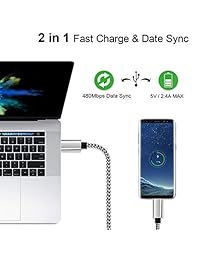 Mancro Cable USB C, [paquete de 3], cable de carga extra largo para Google Pixel 2, cable de carga USB tipo C duradero de 10 pies, 6 pies, 3 pies, cable de carga trenzado de nailon para Samsung Galaxy S8 S9 Note 8, Google Pixel XL, LG V30 V20 G5 G6
