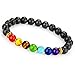 Gadblesjew 7 Chakra Diffuser Healing Bracelet with Real Stones, Volcanic Lava, Mala Meditation Bracelet with Protection, Energy, Healing