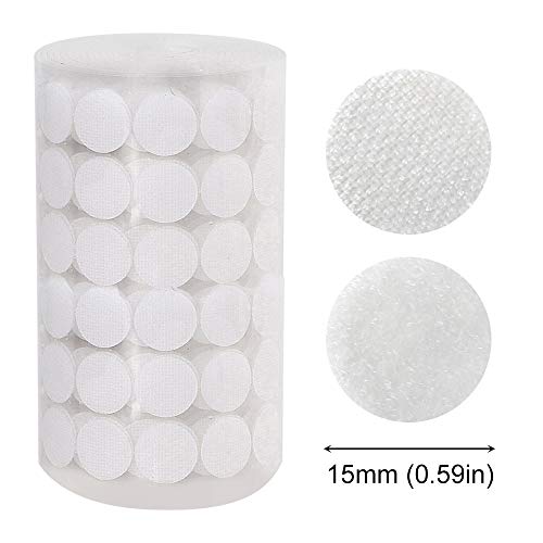 WXBOOM 1400pcs 0.59"(15mm) Diameter Hook and Loop Self Adhesive Dots