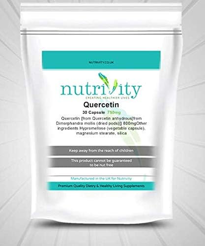 Quercetin 750mg Veg Capsule Manufactured Energy Booster Supplement by Nutrivity (30)