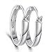 Bamos Opal Hoop Stud Earrings for Women and Girls Engagement Girls Birthday Stone Earrings(White Opal without Stone)