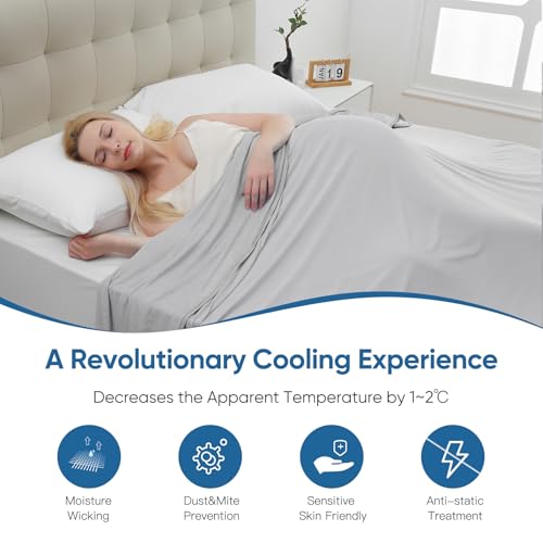 Marchpower Refreshing Blanket 200 x 220 cm, Arc-Chill Natural Technology Summer Blanket Double-Sided Cozy and Refreshing Sofa Blanket, Qmax>0.5, Blue