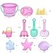 LotFancy 10PCS Summer Beach Toys Set, with Sand Castel Molds & Tools, BPA Free Sandbox Toys for Toddlers Kids 3-8, Sand Bucket Shovel Sifter Rake Funnel Watering Can, Girls Vacation Essentials
