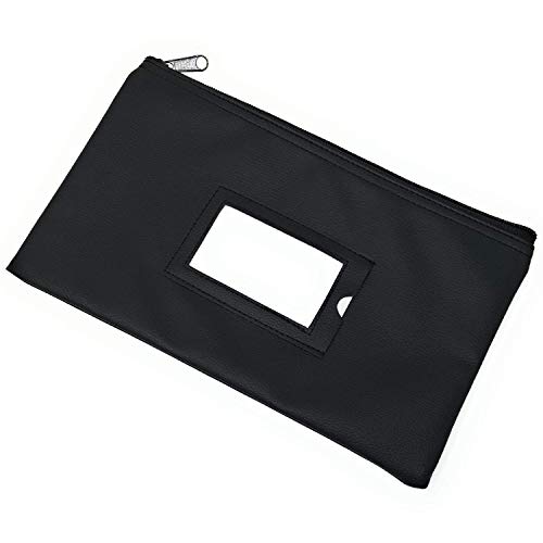 Money Bank Deposit Bag with Zipper | 11x6 inch | Durable Leatherette Money Cash Coin Check Wallet Pouch for Men & Women with Framed ID Window and Blank Card | by GIDABRAND (1) - Thumbnail 5